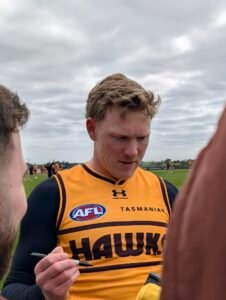 James Sicily sign autographs at prelim opening training